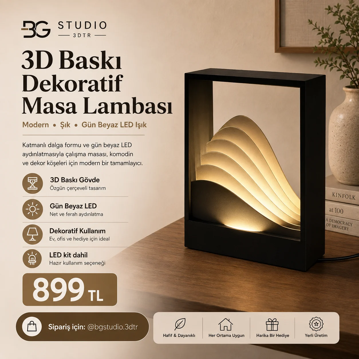 Çerçeveli Dalga Masa Lambası ürün afişi