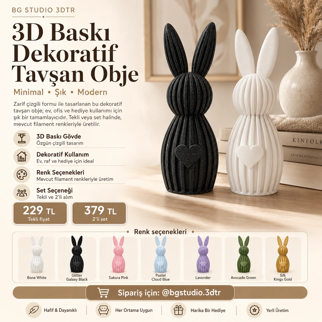 Dekoratif Tavşan Obje ürün afişi
