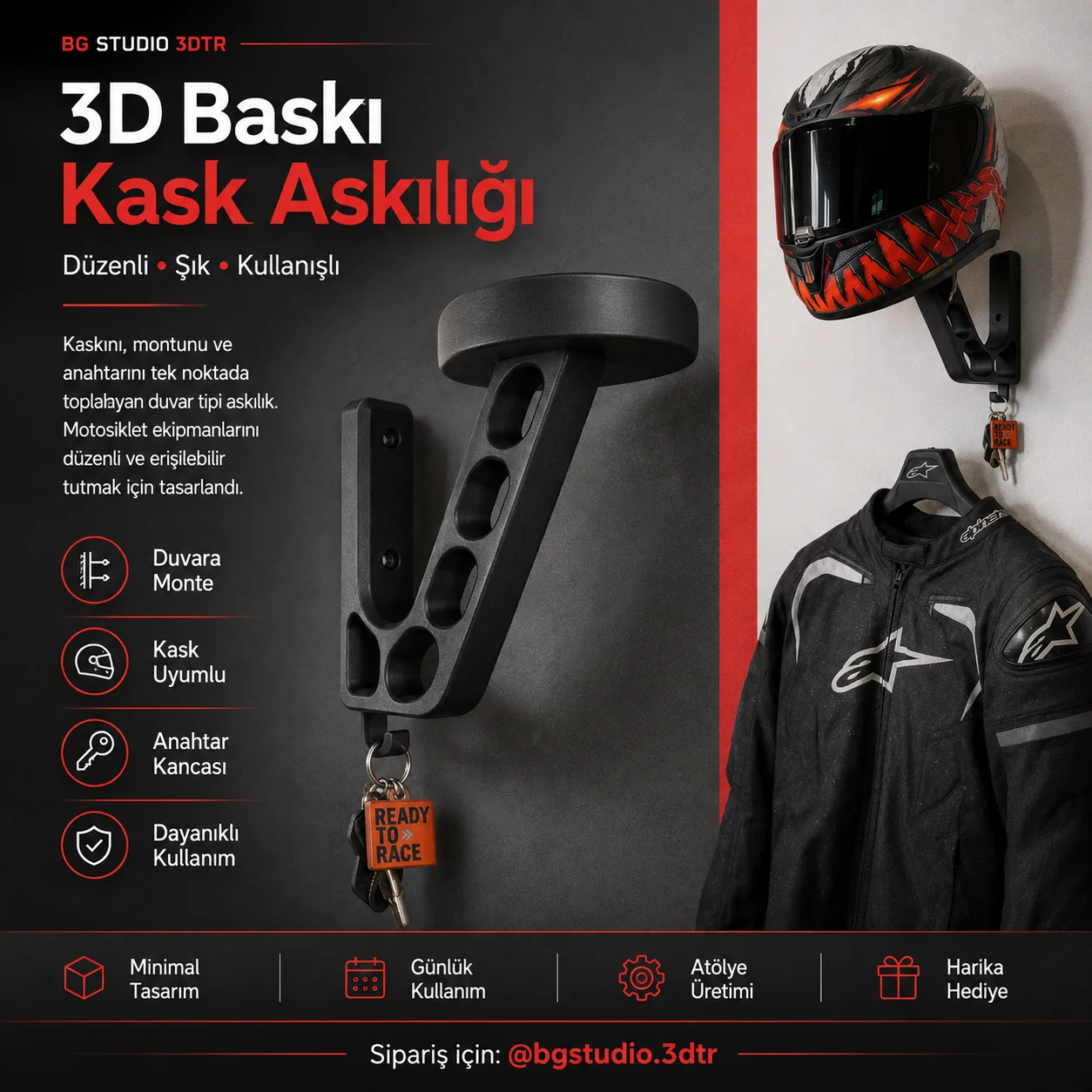 3D Baskı Kask Askılığı ürün afişi