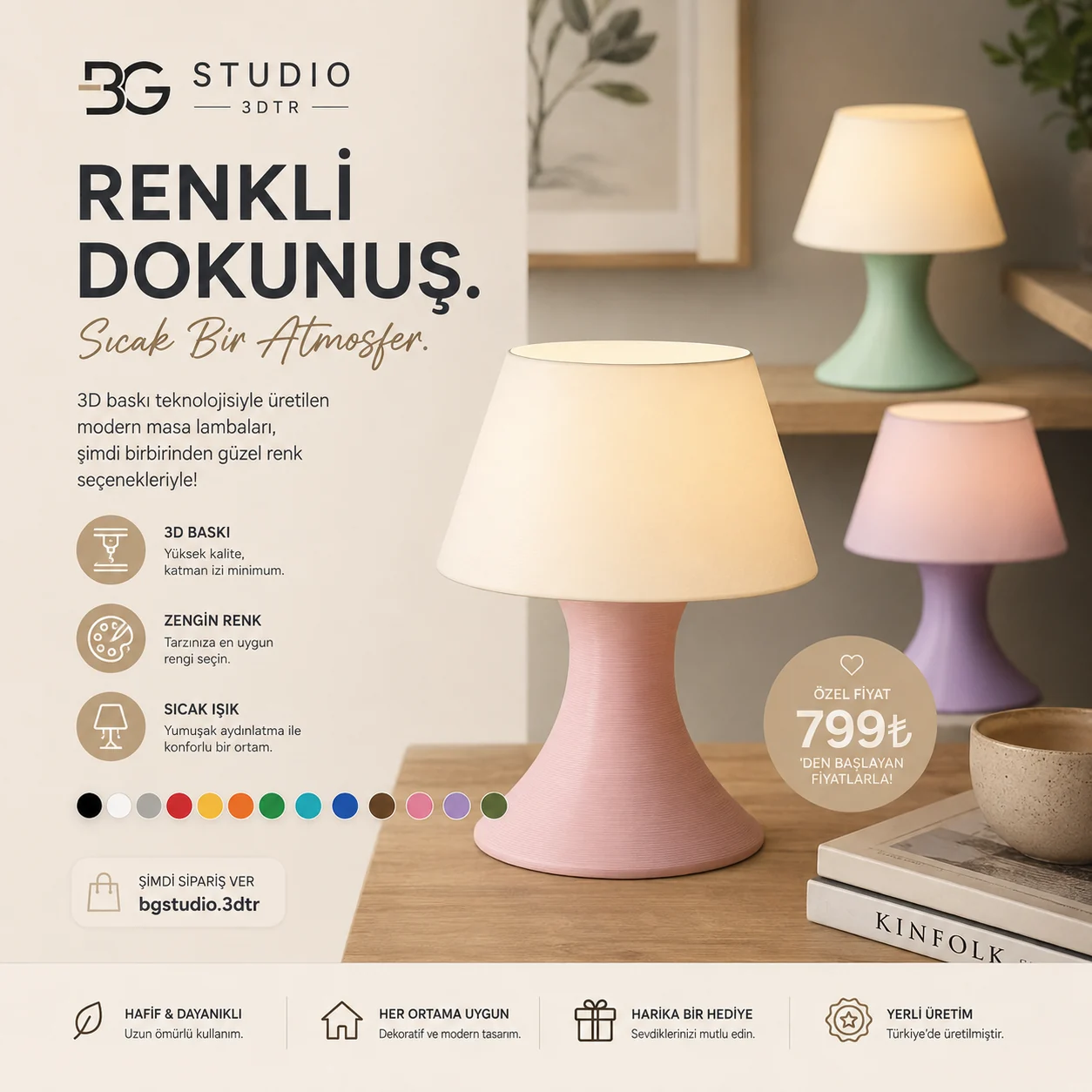 Renkli Masa Lambası ürün afişi